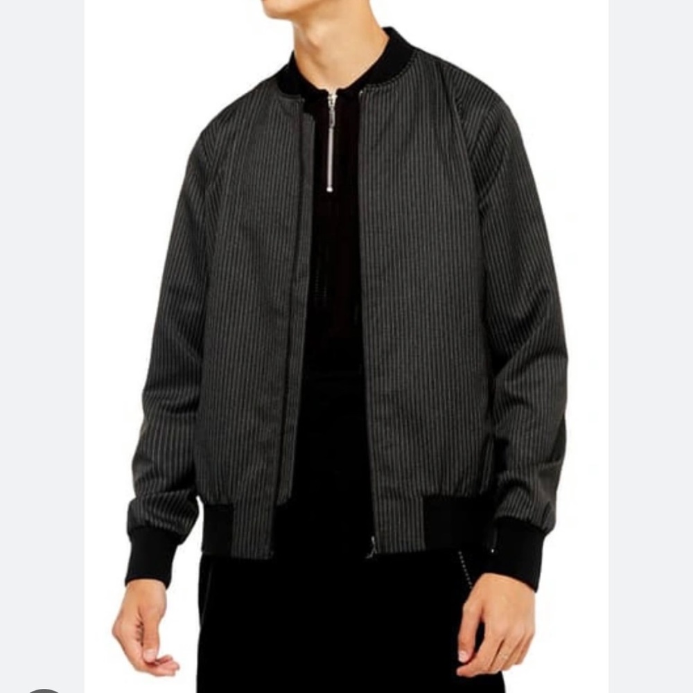 TOPMAN Pinstripe Bomber Jacket Mens Large